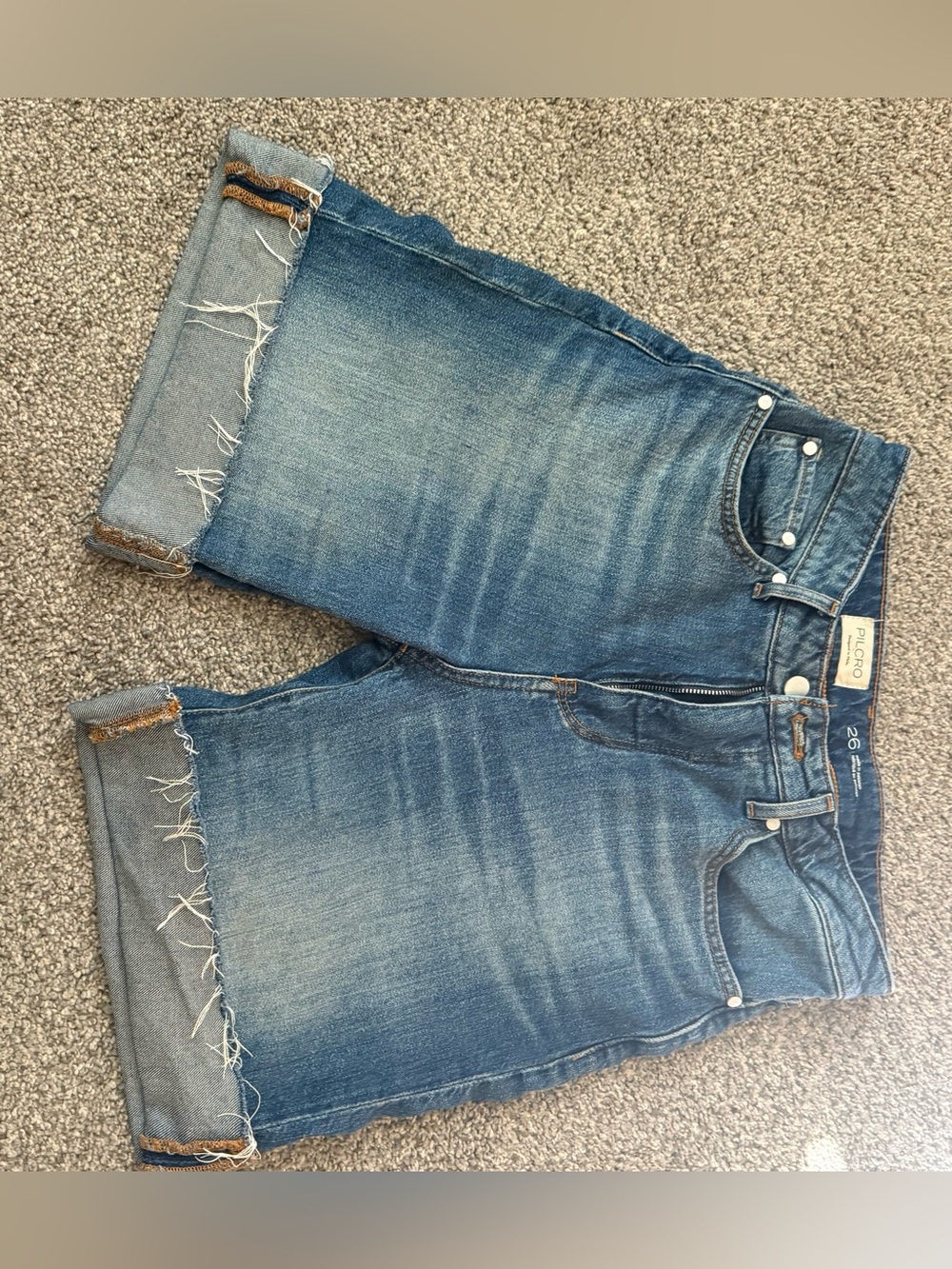 Anthropologie Pilcro The  High Rise Cuffed Jean Shorts Blue
Size 26